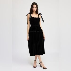 En Saison black bow midi dress